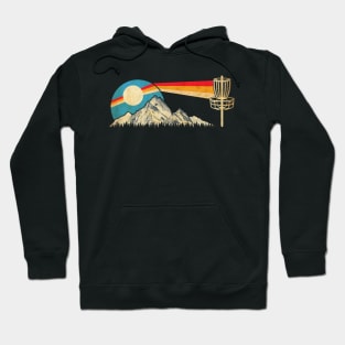 Disc Golf Distressed Mountains and Sun 80s Vintage Hoodie